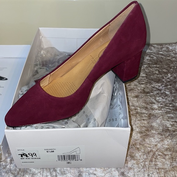Ryanna Water-Repellent Suede Block Heel Pumps 6.5M NEW - Picture 6 of 7